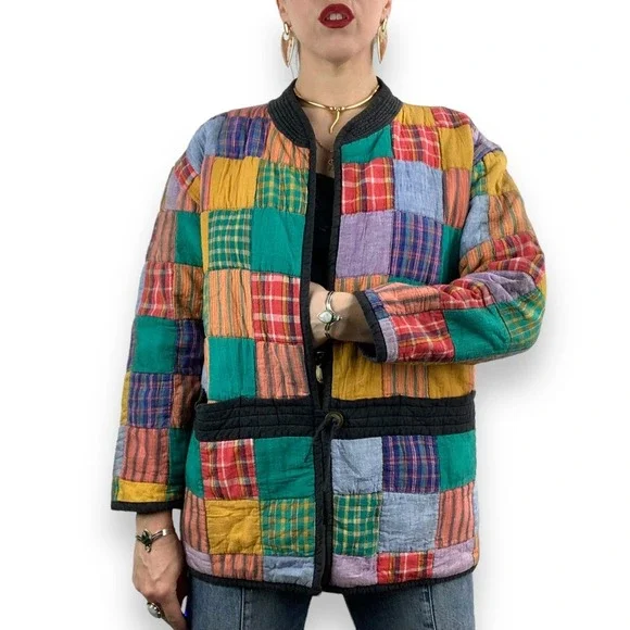 ❌SOLD❌90's patchwork color block cotton spring jacket by OSY - Picture 13 of 16